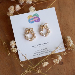 ต่างหูเกาหลี ตุ้มหูเกาหลี โบว์ประดับมุก - Stud earring bow with pearl collection