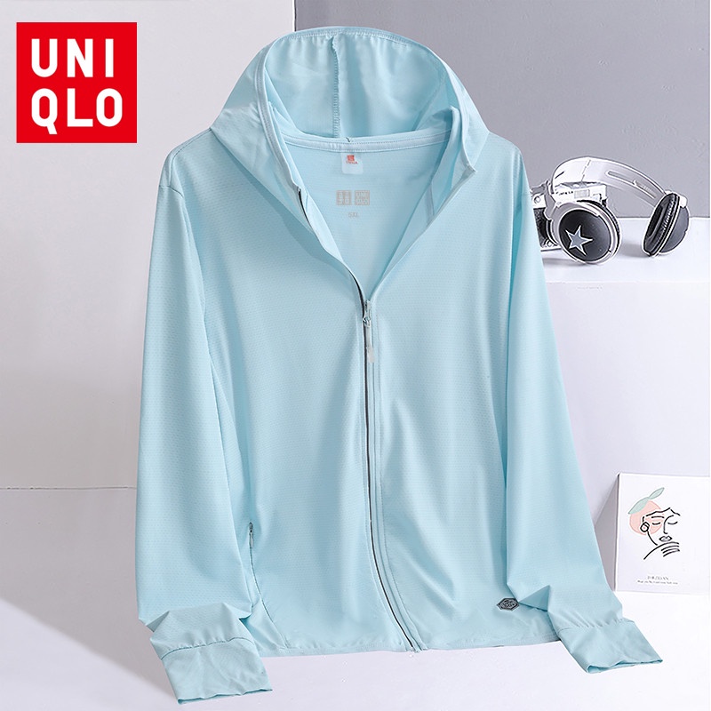 UNIQLO เสื้อแจ็กเก็ต กันแดด มีฮู้ด ระบายอากาศ ป้องกันรังสียูวี เหมาะกับเดินชายหาด กลางแจ้ง สําหรับผู้หญิง