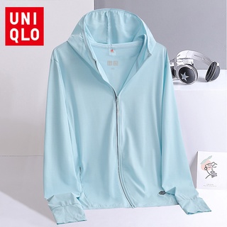 Uniqlo เสื้อแจ็กเก็ต กันแดด มีฮู้ด ระบายอากาศ ป้องกันรังสียูวี เหมาะกับเดินชายหาด กลางแจ้ง สําหรับผู้หญิง