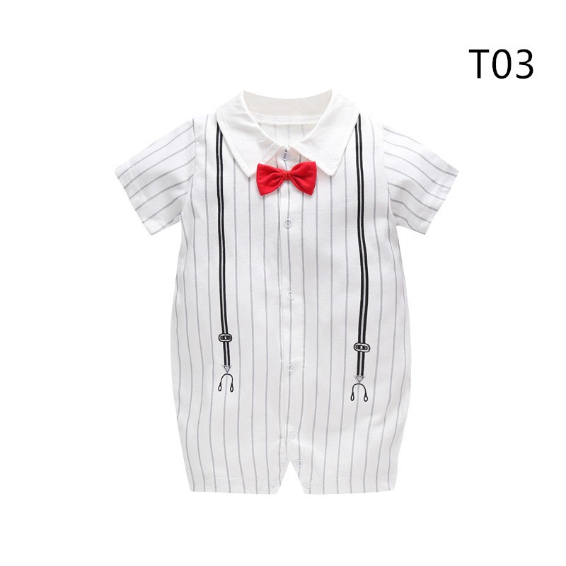 2023 สไตล์สุภาพบุรุษ เสื้อผ้าเด็กแรกเกิดบอดี้สูท เสื้อผ้าเด็กอ่อน ฝ้ายคุณภาพสูงนุ่มสบาย รูปแบบการ์ตูน