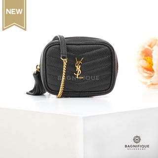 YSL MINO BOX WITH STRAP BLACK CHEVRON GHW