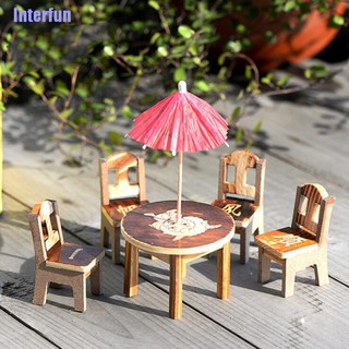 Interfun ชุดโต๊ะและเก้าอี้ไม้ ขนาดเล็ก สําหรับสวน 1 ชุด