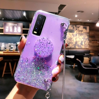 เคสโทรศัพท์กลิตเตอร์ พร้อมสายคล้องยาว สำหรับ Vivo Y12A Y3s Y20sG Y12s Y20s Y20 2021