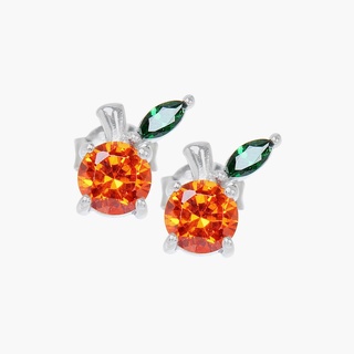 Moress Orange Earrings ต่างหูเงินแท้ประดับ CZ