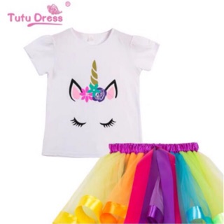 เสื้อพิมพ์ลาย unincorn ใส่คู่กระโปรง tutu (เฉพาะเสื้อ)