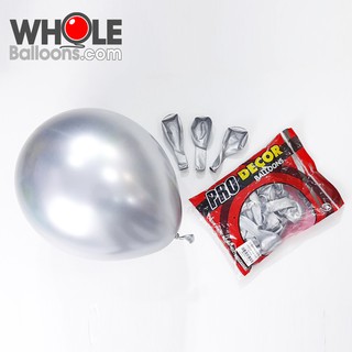 Wholeballoons - ลูกโป่งยางกลม12" สีโครม(1แพค/50ใบ) เนื้อยางย่อยสลายได้ 100% ยี่ห้อ BK คุณภาพดีเนื้อเหนียว