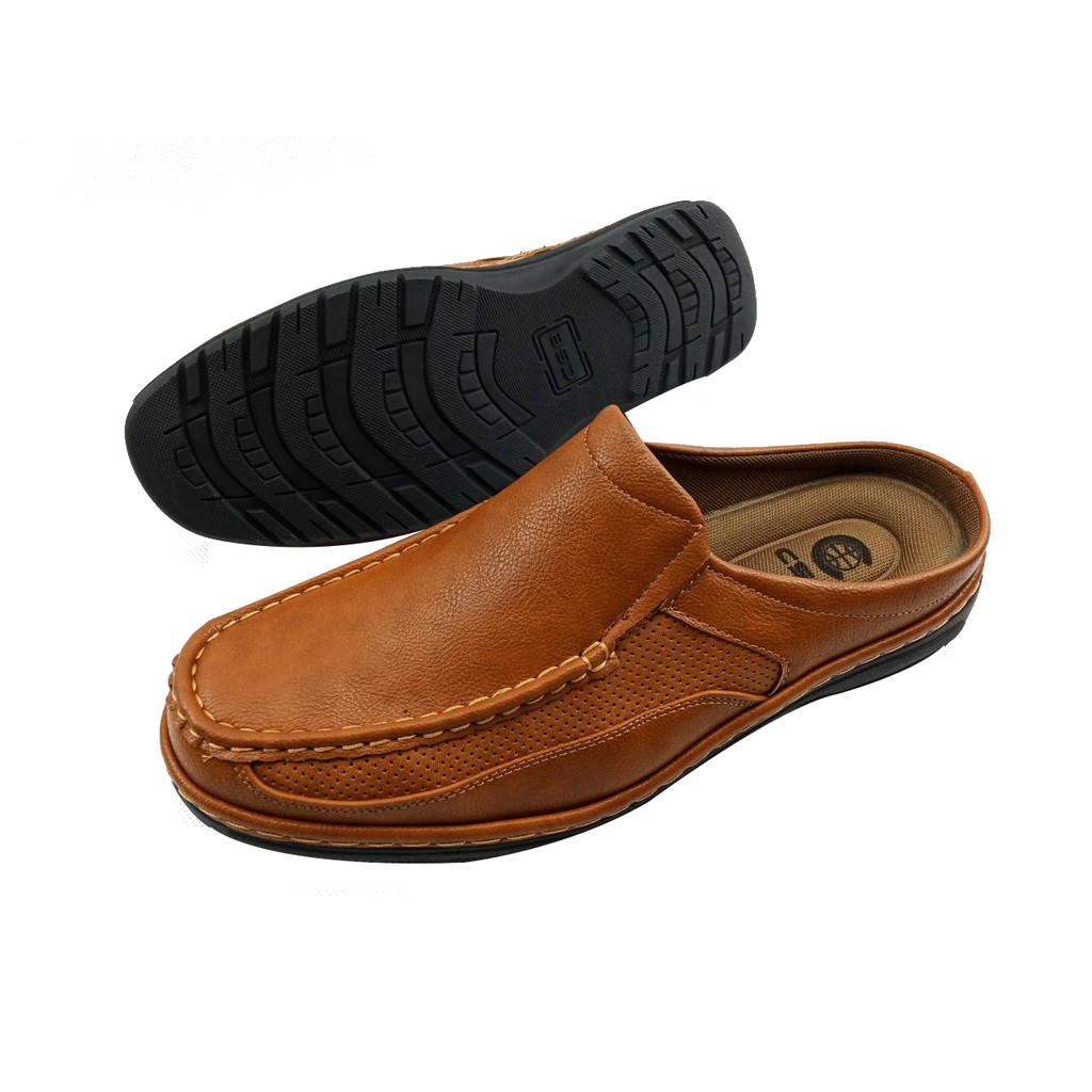 CSB รองเท้าลำลองผู้ชาย CM443 รองเท้าแบบเปิดส้นทำหนัง PU พื้นด้านในบุนิ่มมาก พร้อ