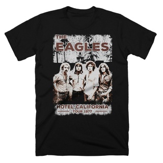 ขายดี!เสื้อยืด ผ้าฝ้าย พรีเมี่ยม พิมพ์ลาย Eagles Rock Hotel California Tour 1977 สไตล์วินเทจ สําหรับผู้ชายS-5XL