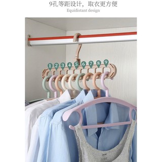 Hangers 9 compartments ไม้แขวนประหยัดพื่นที่ 9 ช่อง หมุนได้ 360 องศา ไม้แขวนเสื้อ พกพาง่ายสะดวก น้ำหนักเบา T0711