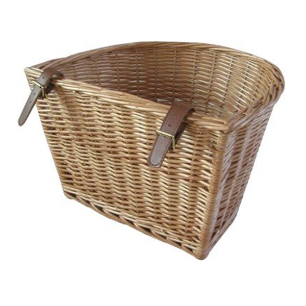 Retro, Handmade, Wicker Bicycle Front Basket with Leather Straps