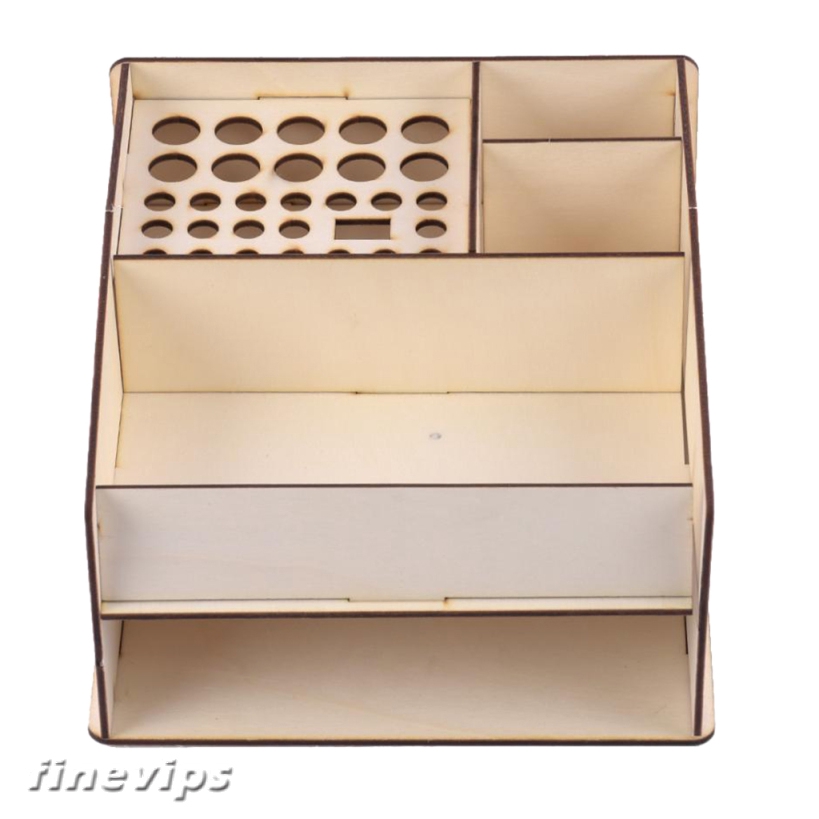 Wooden Painting Ink Bottles Airbrush Brush Tools Rack Storage Shelf