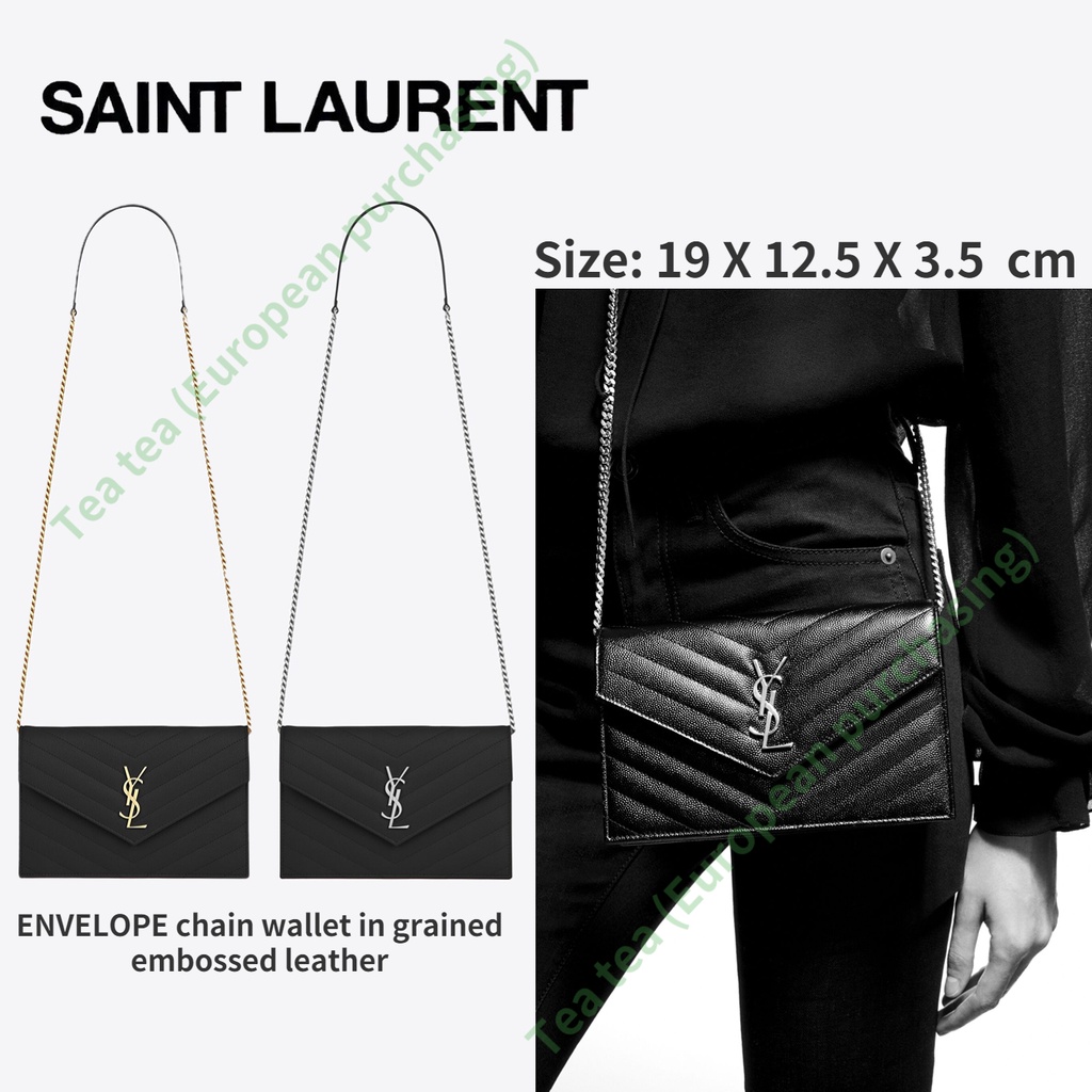 YSL Italy Shipping Saint Laurent 100 Authentic Guarantee ENVELOPE Grain ...