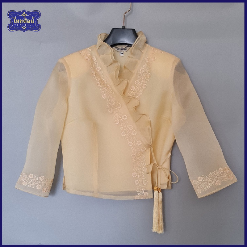 เสื้อไหมแก้ว แบบป้าย คอระบาย