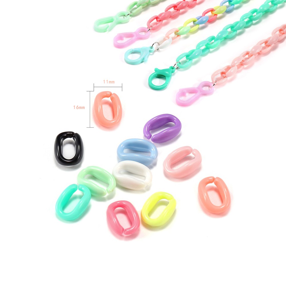 สายโซ่พลาสติก สีขนม DIY สำหรับใช้คล้องแว่น สายกระเป๋า 20 กรัม 50 ชิ้น/ถุง