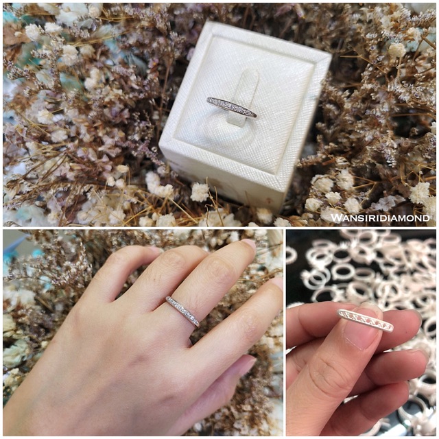 (2วันจัดส่ง) 💍แหวนเพชรแถว 20 ตัง (แจ้งไซส์ทางแชท) เพชรสังเคราะห์เหลี่ยมH&A โรงงานทำเพชรแท้นำเข้าเพชรเอง