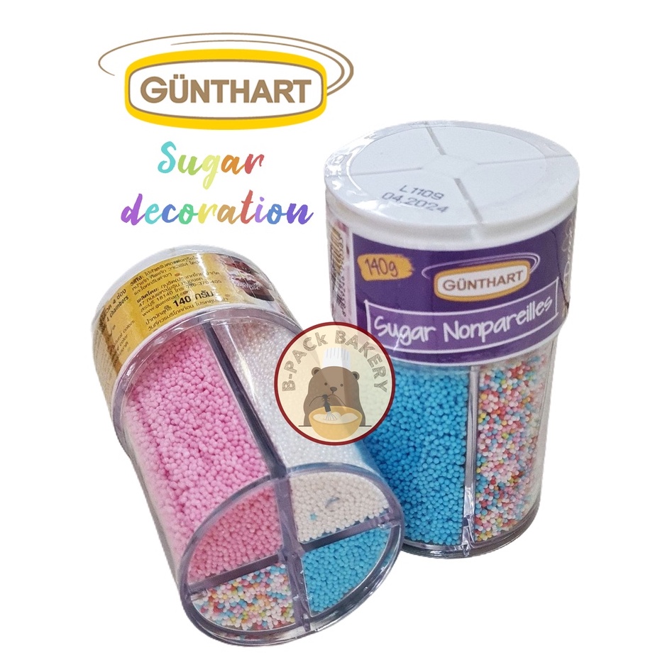 (สินค้าลดราคา Passion Mix BBE 06/24) น้ำตาลตกแต่ง แบบ 4 ช่อง Gunthart Sugar Sprinkle Cake Decoration 4 Chambers