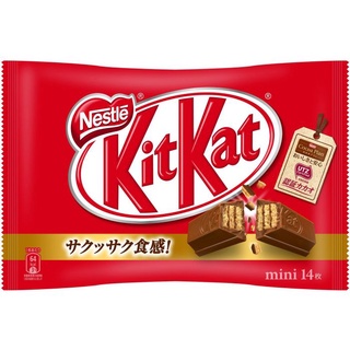 kit kat mini 14pcs. คิทแคท เวเฟอร์เคลือบช๊อคโกแลค รสออริจินอล ขนาด 1 ถุง มี 14 ชิ้นเล็ก