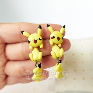 ต่างหู พิกาจู โปเกมอน Pikachu Pokemon Earrings [ได้ 1 คู่ 2 ข้าง]