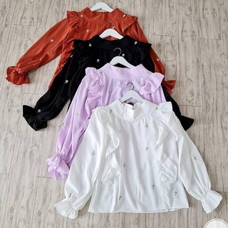 เสื้อเบลาส์ ลายดอกเดซี่ สไตล์อินโดนีเซีย สําหรับผู้หญิง BLOUSE EZRA DAISY BLOUSE BLOUSE Citaya ใหม่ล่าสุด เหมาะกับการแต่งกาย ไซซ์ Q88
