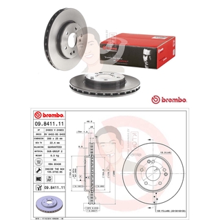 09 8411 11 จานเบรค ล้อ F (ยี่ห้อ BREMBO) รุ่น HC UV PVT Benz W203 C180-230, C209 CLK ปี2000-&gt;***ราคาต่อข้าง