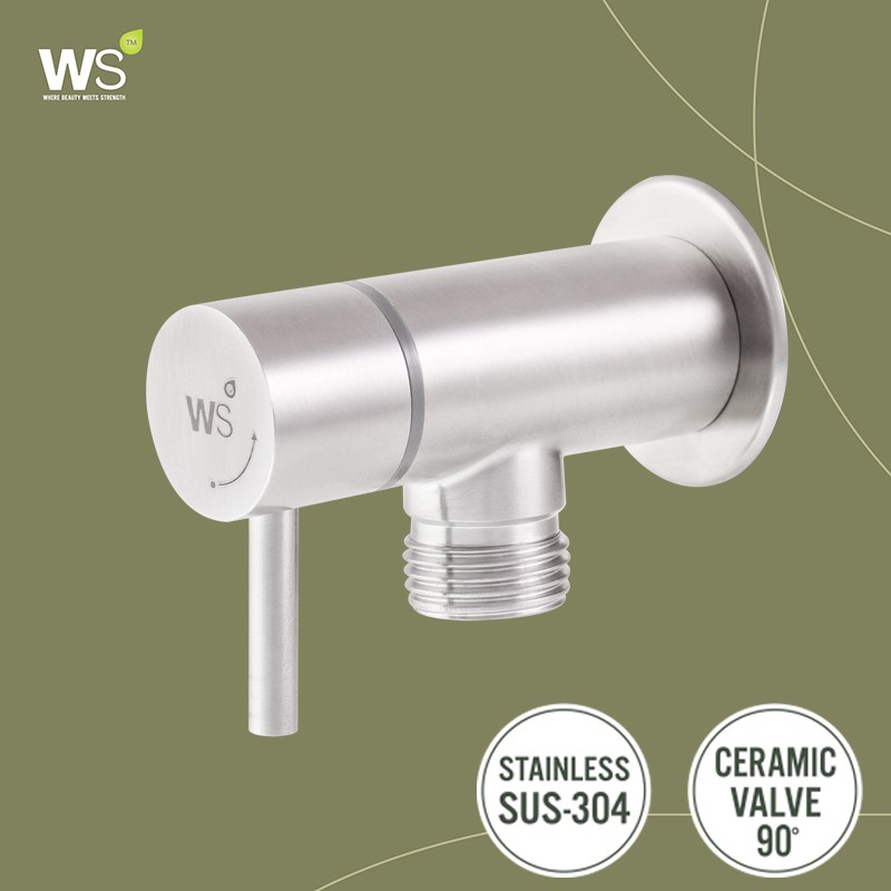 WS วาล์วฝักบัว สต๊อปวาล์ว วาล์วฉากมุม วาล์วเปิด-ปิดน้ำ Stainless304 รุ่น Teeny WS-1207P