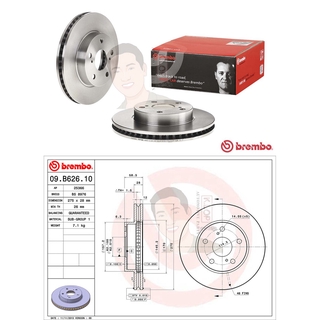 09 B626 10 จานเบรค ล้อ F (ยี่ห้อ BREMBO) รุ่น Std TOYOTA Vigo smart cab 4x2 ปี 2008-&gt; /TOYOTA Revo 4x2 ธรรมดา ปี 2015...