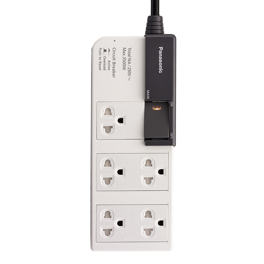 ปลั๊กไฟ Panasonic ยาว 3 เมตร รุ่นWCHG 28352 POWER STRIP PANASONIC 5 ...