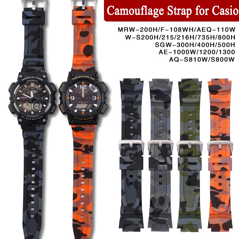 Yifilm สายนาฬิกาข้อมือ ยางซิลิโคนนิ่ม ลายพราง 18 มม. สําหรับ Casio W-218H AE1200 1000W 1300 W-800H 216H 735H