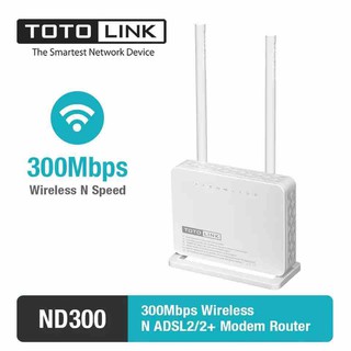 TOTOLINK ND300 300Mbps Wireless ADSL 2/2+ Modem Wifi Router, Wi-Fi Repeater/Modem/AP/4-port Switch in One