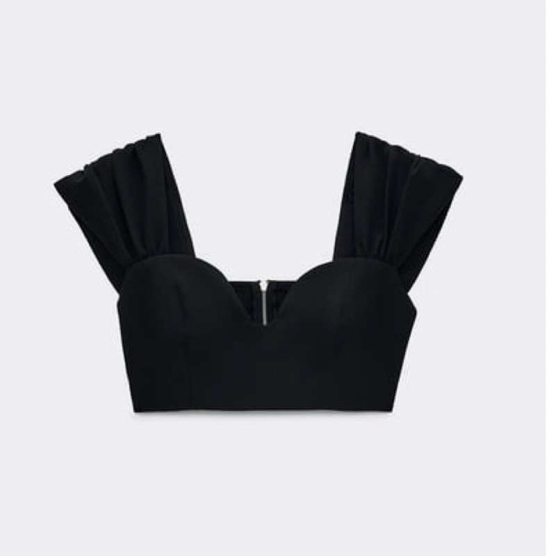 (New with tag) Zara crop top ส่งฟรี เสื้อครอป Size S สีดำ Shopee Thailand