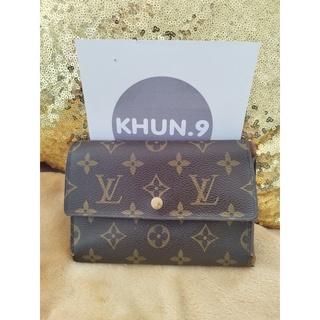 Sale Used กระเป๋าสตางค์หลุยส์ 3 พับกลาง แท้ มือสอง LOUIS VUITTON Porte Tresor Etui Papier Trifold Wallet Monogram