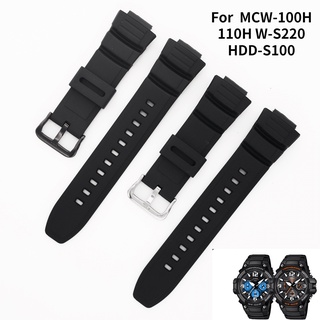 สายนาฬิกาข้อมือซิลิโคนทนทานสําหรับ Casio Mcw-100H 110H W-S220 Hdd-S100