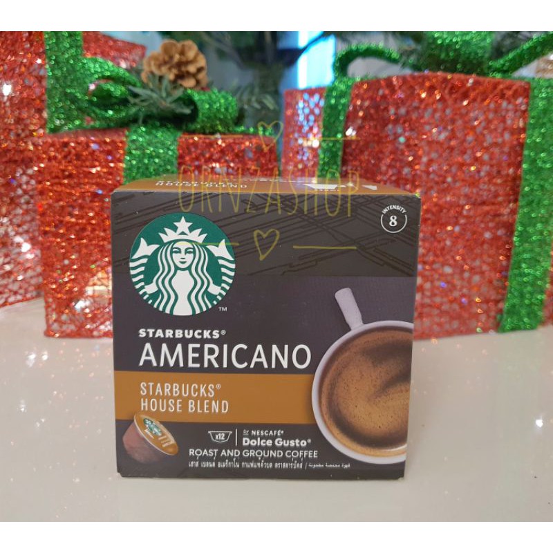 STARBUCKS® AMERICANO HOUSE BLEND กาแฟแคปซูลสำหรับเครื่องชงกาแฟ Dolce Gusto 1กล่อง มี 12แคปซูล