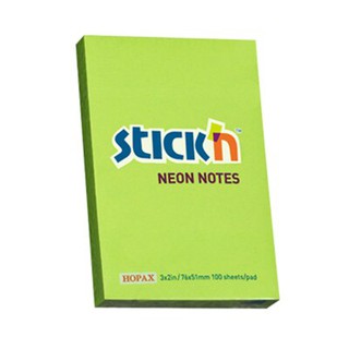 กระดาษโน้ต 163 3x2นิ้ว สีเขียว สติก เอ็น Neon 21 Note paper 163 3x2 inch Green Neon Sticky Notes 21