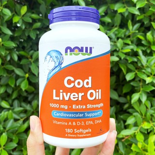 65% OFF ราคา Sale!!! โปรดอ่าน EXP: 09/2023 น้ำมันตับปลา Cod Liver Oil 1000mg 180 Softgels - Now Foods