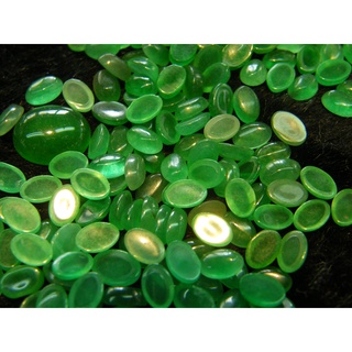 ยกเขียว พลอย สังเคราะห์ สี เขียวห ยก พม่า รูปไข่ SYNTHETIC JADE BURMA GREEN 6X4 MM มม (10 เม็ด) OVAL Shape (10 pcs)