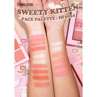 📣SIVANNA SWEET KITTEN FACE PALETTE  #HF5054 Cheek &amp; Highlight พาเลทบลัชออน มาพร้อมไฮไลท์ได้ทั้งหมด 6 เฉดสี