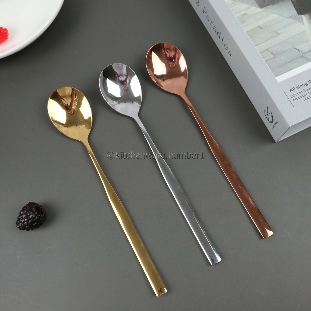 KITCHENWARE_NUMBER1 [พร้อมส่ง] ช้อนเกาหลี ช้อนสแตนเลสเกาหลีสีทอง สีโรส สีเงิน