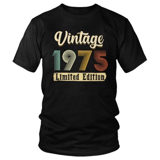 [100% Cotton] เสื้อยืดลําลอง แขนสั้น คอกลม พิมพ์ลาย 1975 hort Sleee 45 Years Old 45th ของขวัญวันเกิด สไตล์วินเทจ สําหรับ