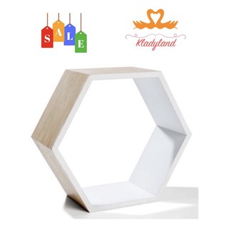 กล่องตั้งโชว์ของ Hexagon สีน้ำตาล ขาว ขนาด 35 x 35 x 14 ซม.