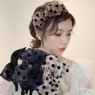 Korean Dot Bow Wide-brimmed Headband for Women Elegant Sweet Hairband Girls Hair Accessories