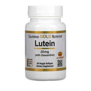 [พร้อมส่ง]🇺🇸Lutein with Zeaxanthin,20 mg, California Gold Nutrition,  60 softgels ลูทีน วิตามินบำรุงสายตา