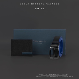 Louis Montini (Skyscrapper) Gift Set Boxset Wallet and Belt ชุดกิฟเซ็ท กระเป๋าหนังแท้ และ เข็มขัดหนังแท้ LM-GS