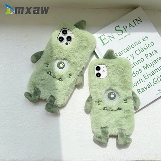 Carton Big Eye Monster Case Samsung Galaxy A03S A02 A02S M02S M02 A22 A32 A82 A52 A72 A51 A71 A12 4G 5G Plush Warm Phone Case Soft Cute Cover