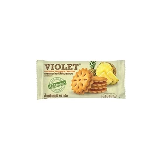 ไวโอเลต แครกเกอร์ไส้สับปะรดกวนเจ แบบ12ซอง/แพ็ค (Pineapple Sandwich Crackers , Brand : Violet)