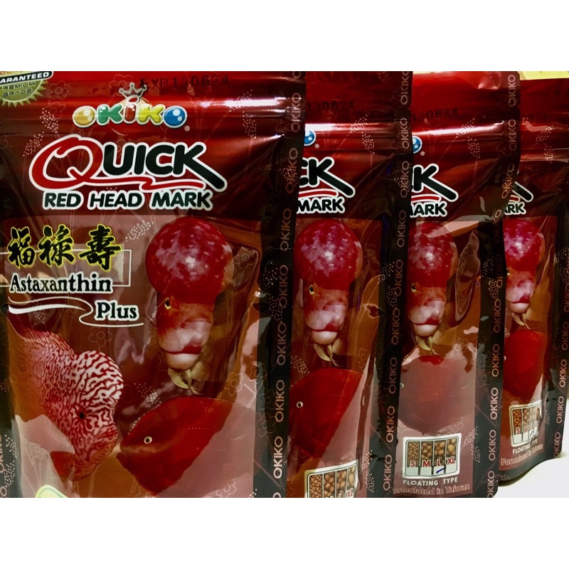 (จัดส่งเร็ว)อาหารปลา OKIKO ควิกเรด Quick Red (เร่งสี) สำหรับปลาหมอสี ปลานกแก้ว ขนาด 100 กรัม,500 กรัม