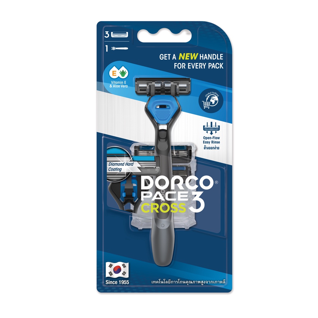ดอร์โค ด้ามมีดโกน ครอส รุ่น 3 ใบมีด พร้อมใบ 3 ชิ้น