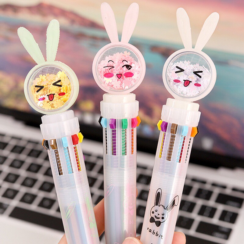 🦋ปากกาลูกลื่น10สี มีหลากสี สีสดใส ลายการ์ตูนน่ารัก 🦄🐱🐰 - รูปที่ 5