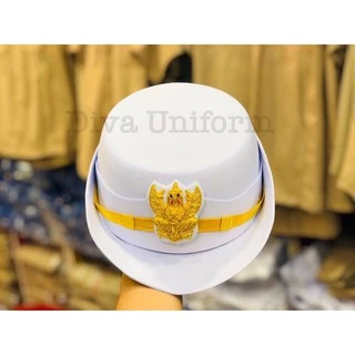 หมวกข้าราชการ หมวกหม้อตาล ชุดข้าราชการ ชุดปกติขาว พร้อมครุฑปักดิ้นทอง