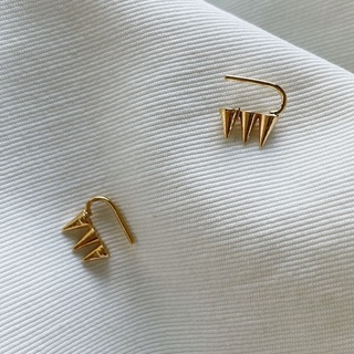 Triple Spike Ear Crawlers, 18K Gold Plated Sterling Silver Earrings E0024 | เงินแท้ 925 ชุบทองเเท้ 18 กะรัต